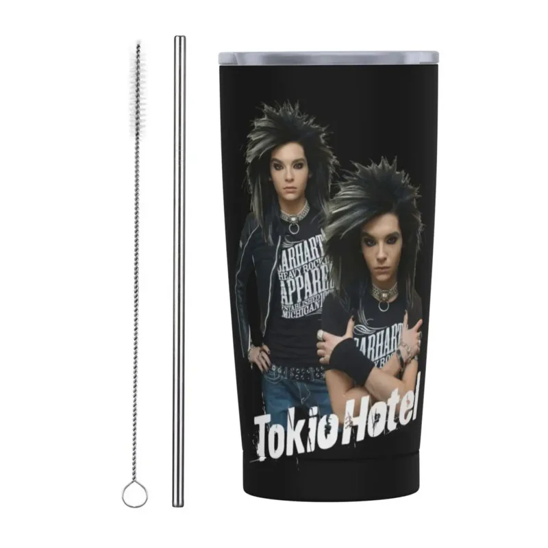 

Tokio Hotel Bill Kaulitz 20 Oz Tumbler Cool Vacuum Insulated Travel Coffee Mug with Lid Straw Stainless Steel Office Home Mug
