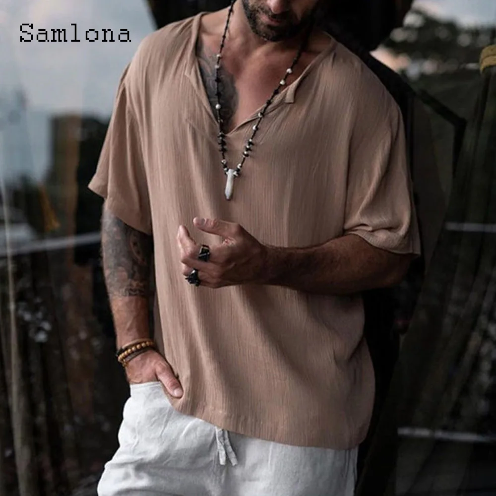 Male Short Sleeve Beach Tops clothing 2023 harajuku Vintage Shirts Blouse Plus Size 3xl Men Casual Simple Chic Pullovers Hommes
