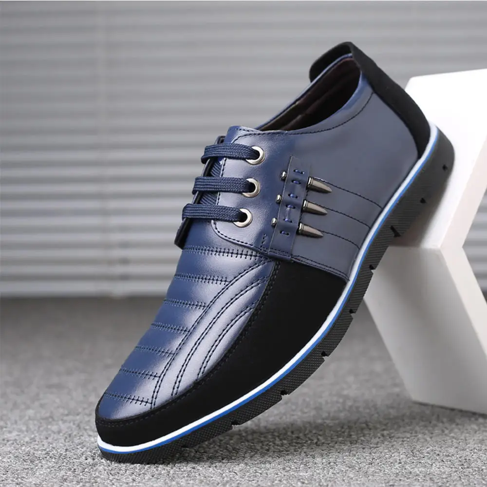 

Genuine Leather Men Casual Shoes Breathable lace-up Oxfords Dress Business Formal Wedding Party Big Size
