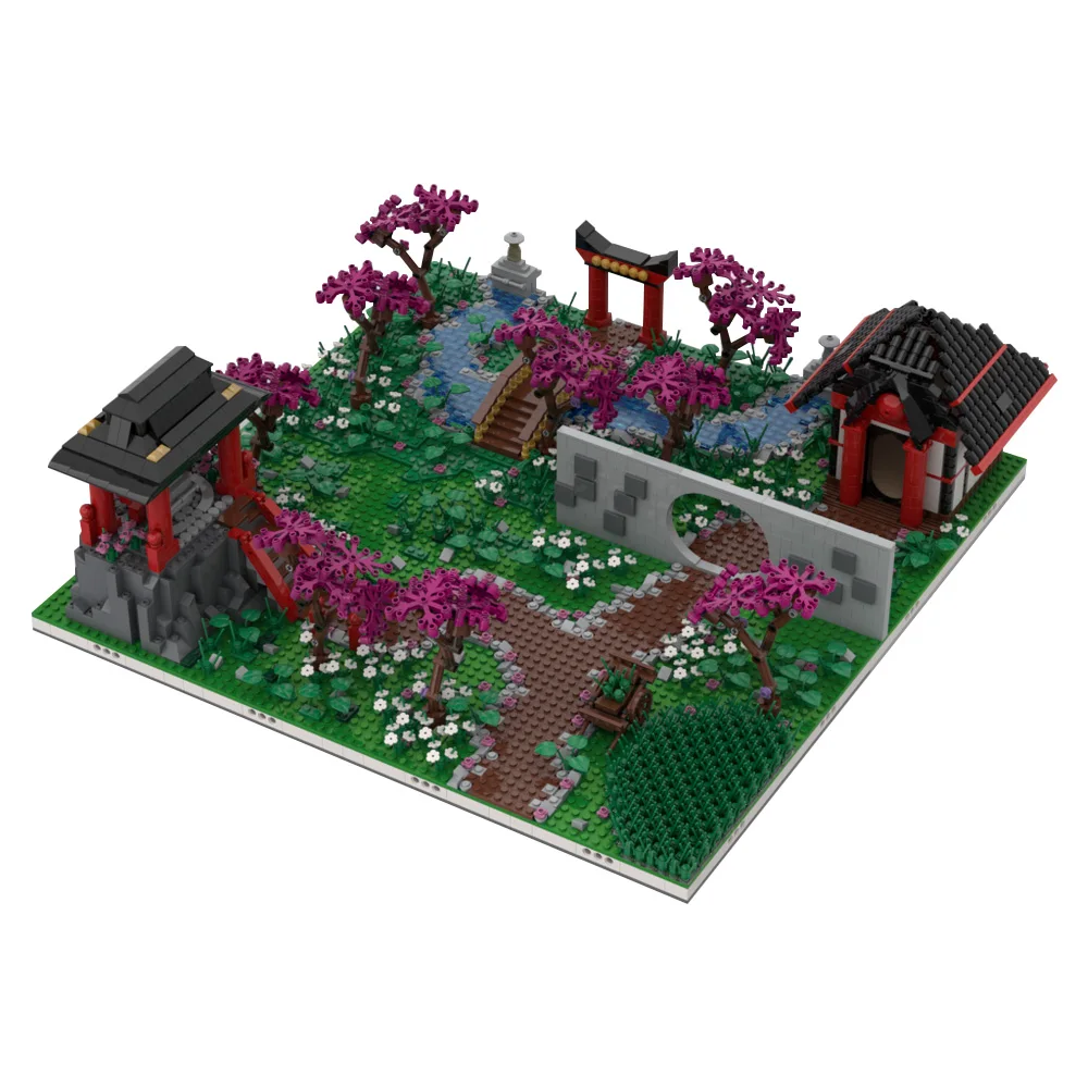 

MOC-38833 Chinese Park Build from 4 MOC Stree View Building Blocks Set Architecture Villa Toys For Children Birthday Gifts
