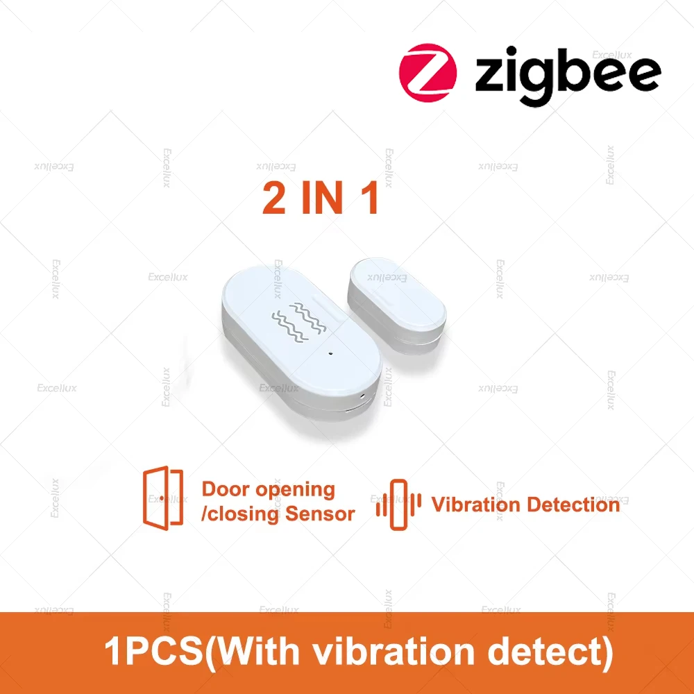 

Датчик открытия двери/окна Zigbee 2-в-1 с детектором света и вибрации