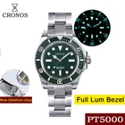 Роскошные мужские часы Cronos Diver из нержавеющей стали PT5000 браслет керамическая вращающаяся рамка 200 метров водостойкая скользящая застежка