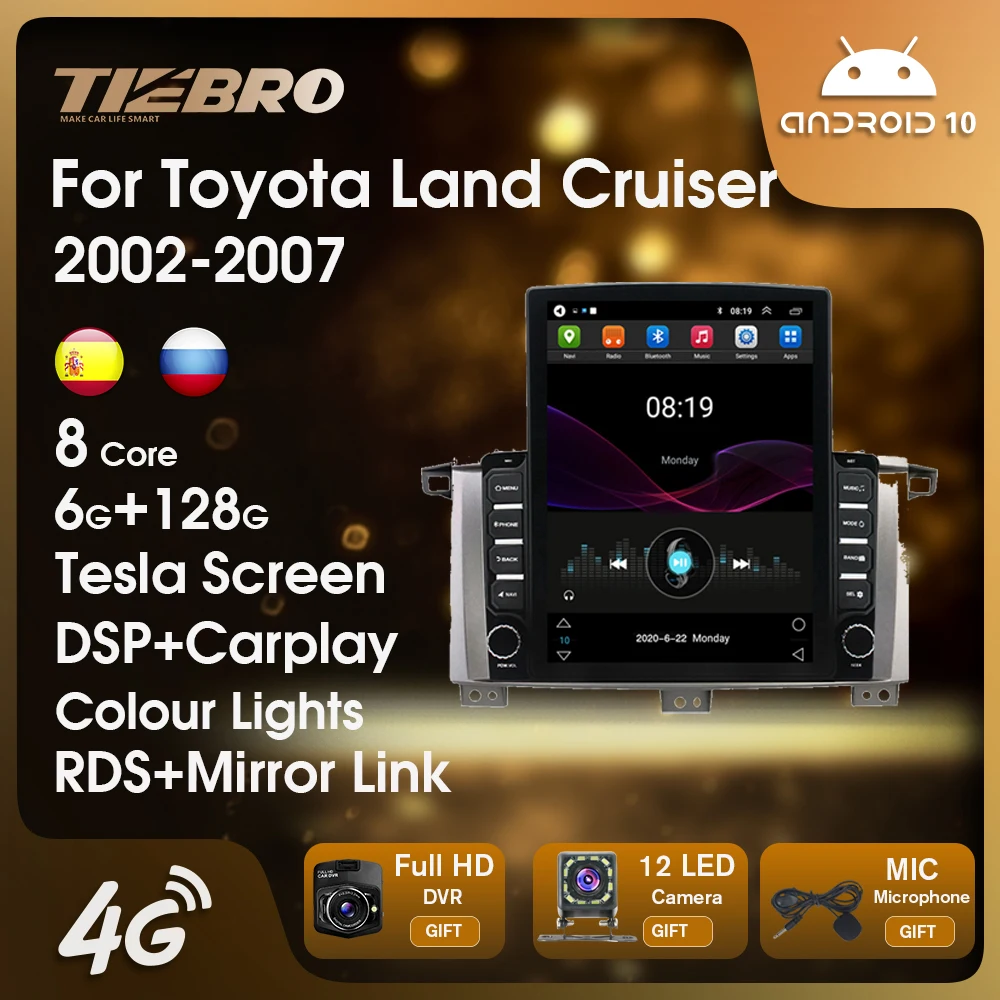 

Car Radio For Toyota Land Cruiser LC 100 MT 2002-2007 Android10 Multimedia Stereo GPS Navigation Autoradio Tesla Vertical Screen