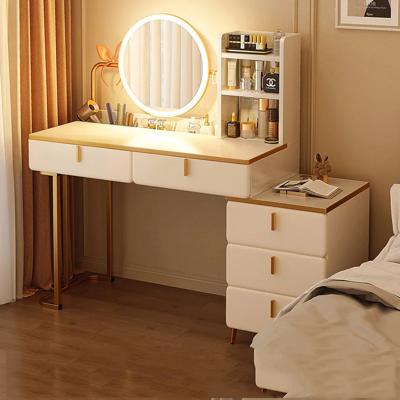 Белый стол туалетный столик зеркальные светильники консоль для хранения макияжа