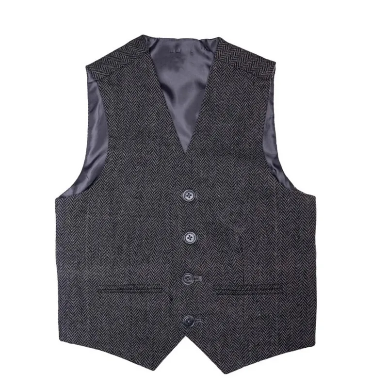 

Жилет детский в елочку, твидовый однобортный Повседневный жилет с треугольным вырезом, винтажная верхняя одежда унисекс для мальчиков и девочек