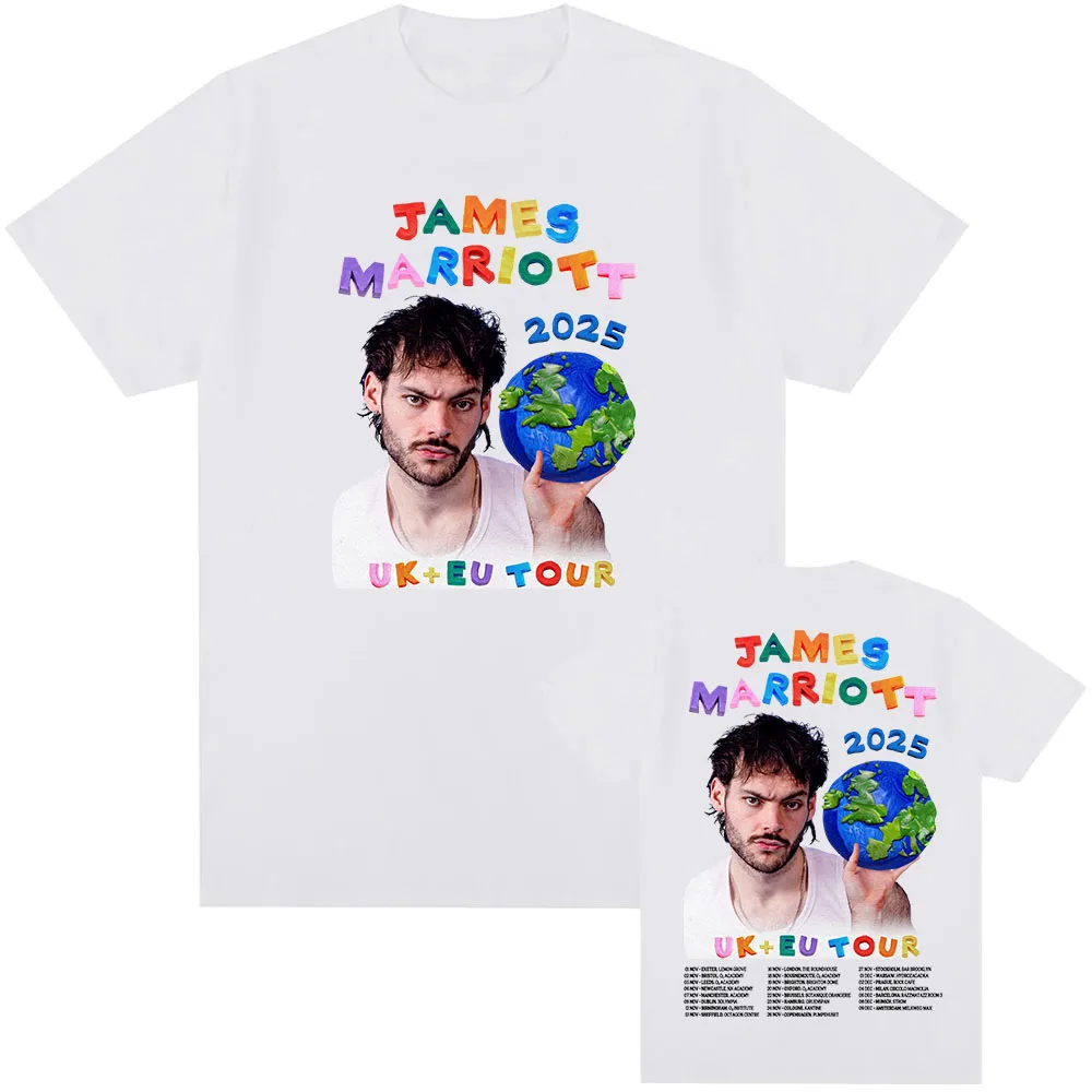 Фото Футболка James Marriott UK + EU Tour 2025, летняя модная футболка с круглым вырезом и графическим рисунком, мужская и женская футболка с коротким рукавом, уличная одежда унисекс №1