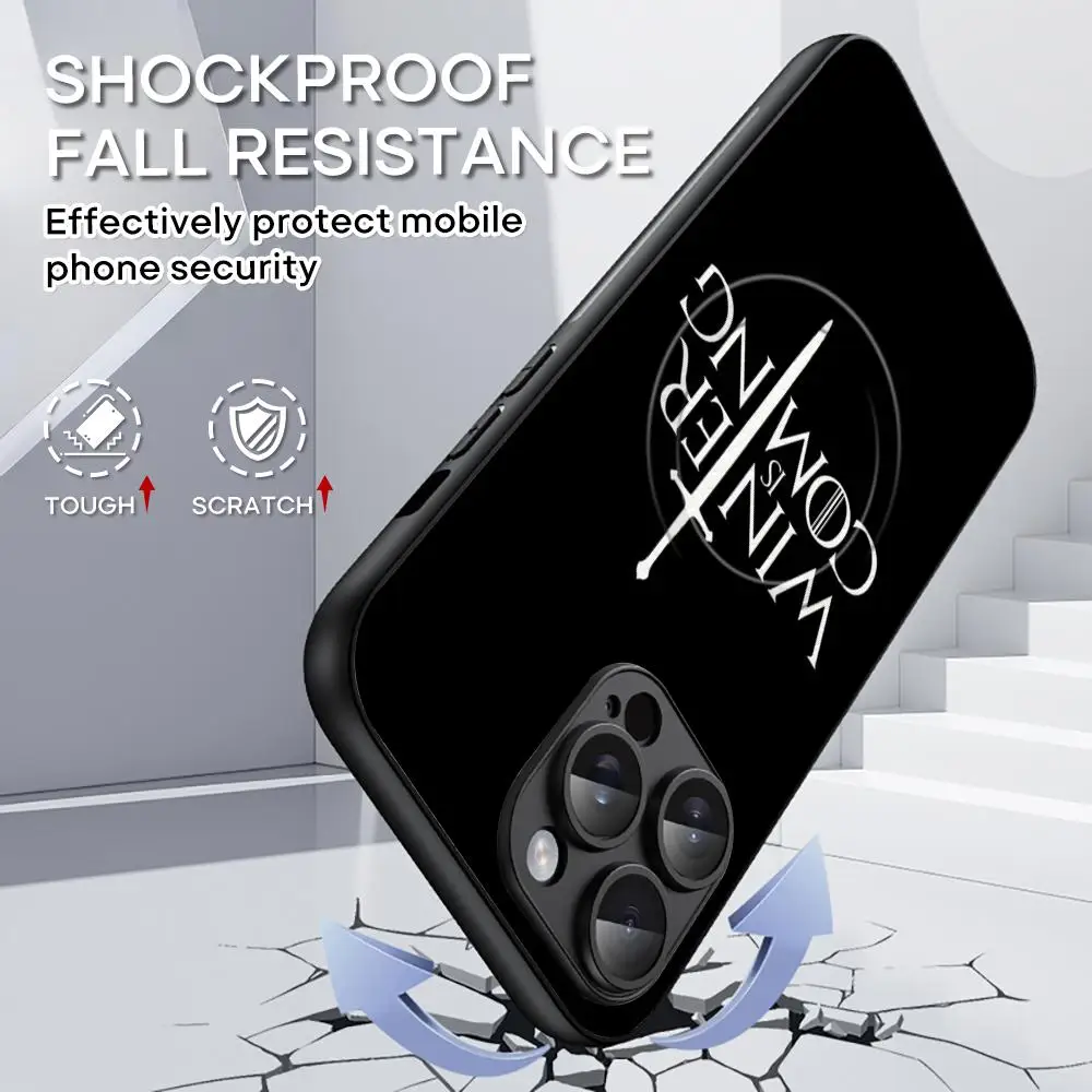 Фото Чехол для телефона Thrones Game с крутым рисунком логотипа для iPhone 16, 15, 14, 13, 12, 11 Plus Pro Max, роскошный роскошный чехол Magsafe из овчины №3