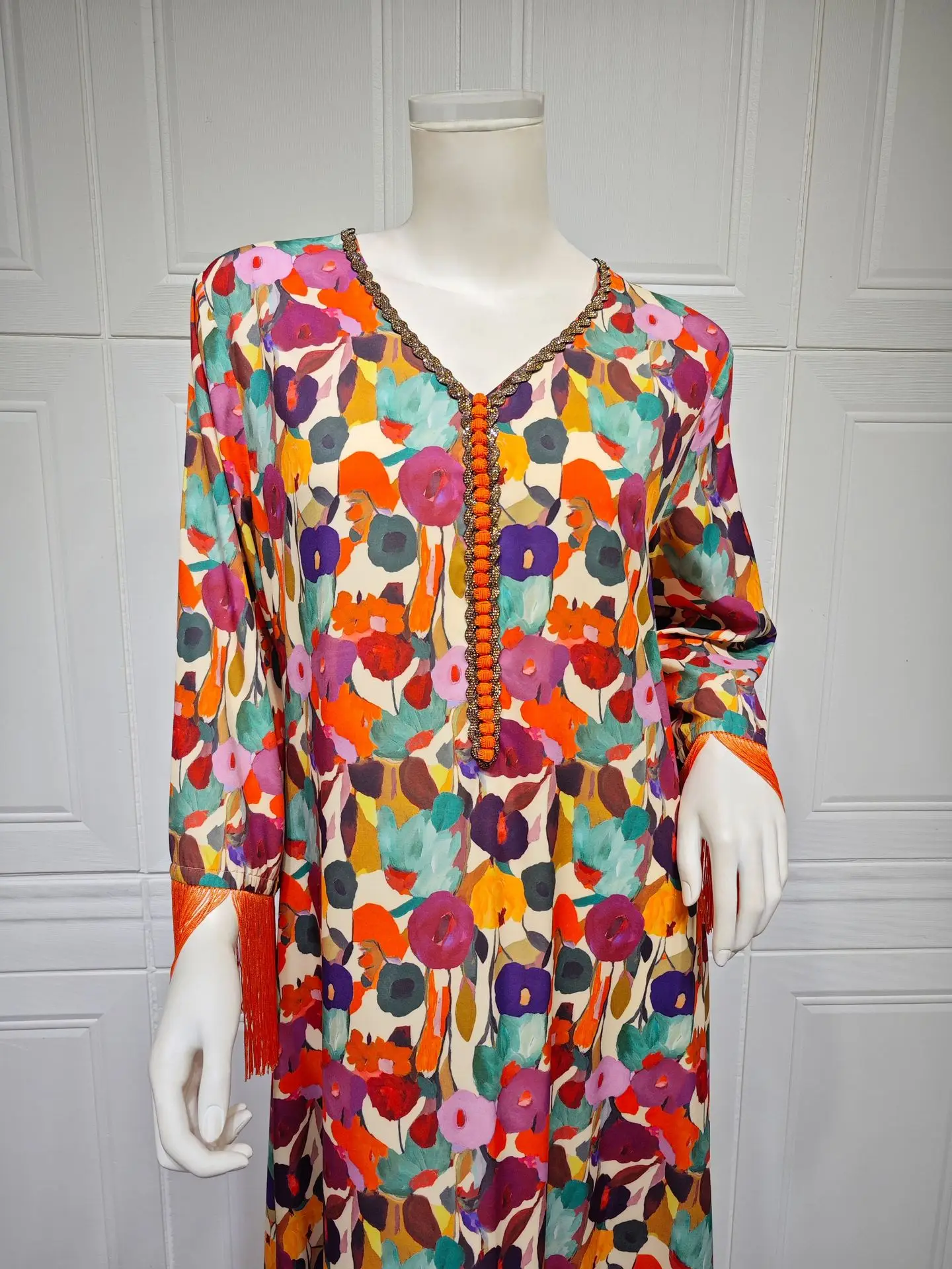 Рамадан Абая для женщин арабский шикарный халат с кисточками и бриллиантами