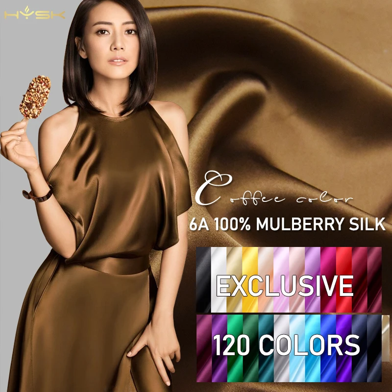 HYSK 100% чистая шелковая атласная ткань многоцветная однотонная окрашенная «сделай сам» шитье для невесты Шелковый материал производитель постельного белья чонсам