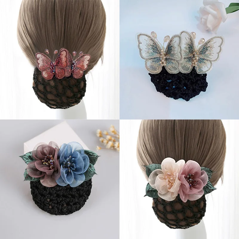 

Korean elegant nurse stewardess leisure professional headdress Bank Hotel temperament curly hair net bag exquisite hairpin