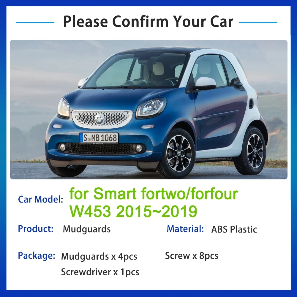 Фото Брызговики для Smart Fortwo Forfour W453 453 2015 ~ 2019 2016 2017 брызговики брызговики крыло передние и задние колеса аксессуары №3