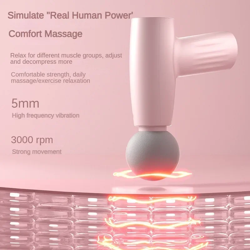 Мини-розовый массажный пистолет для мышц ручной терапевтический глубоких тканей