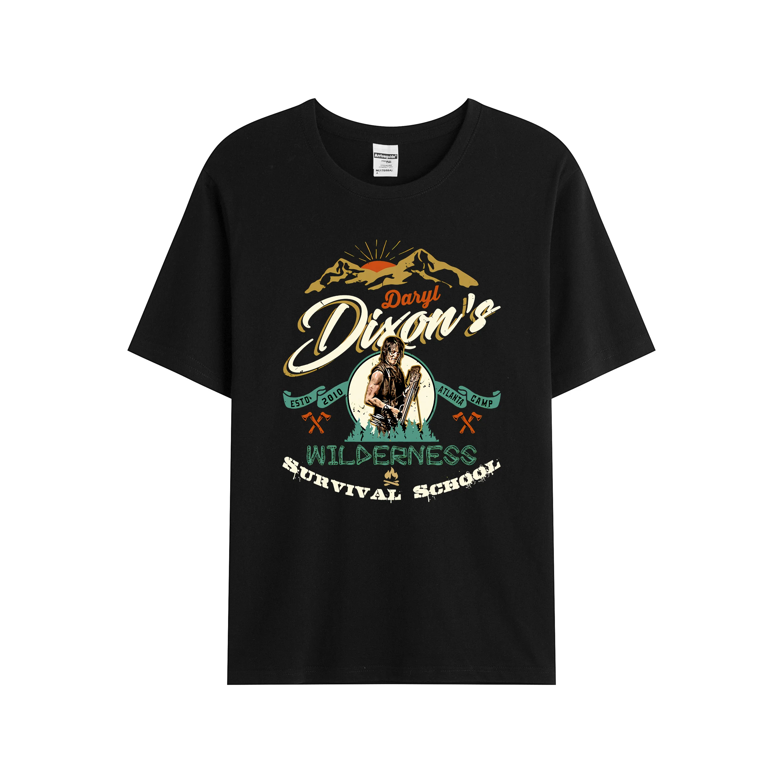 

Men/Women's Summer Black Street Fashion Hip Hop Dixon's Wilderness Survival School The walking dead T-shirt Cotton Tees Tops