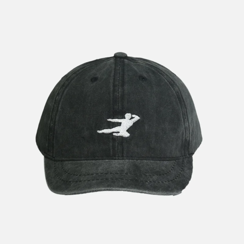 Спортивная Кепка из потертого денима бейсболка с короткими полями вышивкой для