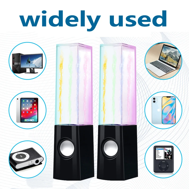 2pcs led light dancing water music fountain light speakers for pc laptop for phone portable desk stereo speaker free global shipping