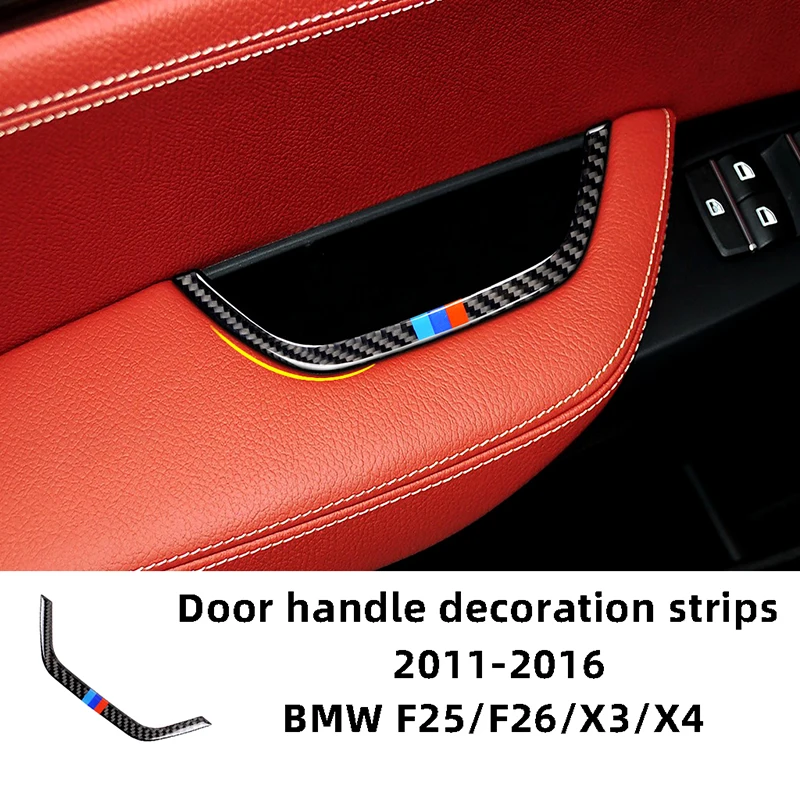 

Door Armrest Handle Decoration Strips Carbon Fiber Car Stickers For 2011-2016 BMW F25 F26 X3 X4 Interior Accessories