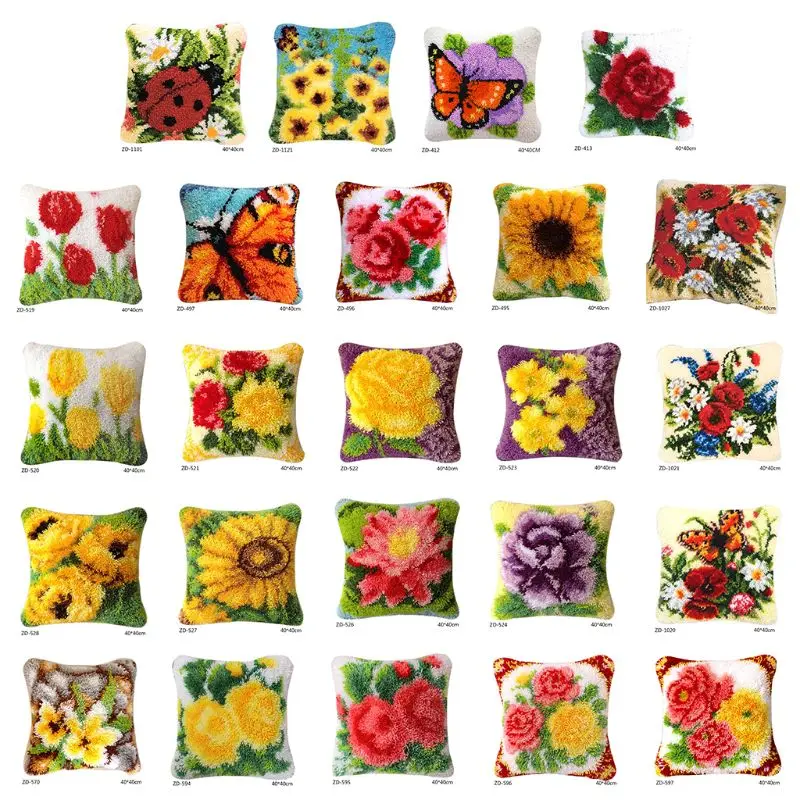 

Flowers DIY for LATCH Hook Rug Kit 3D Segment Embroidery Pillow Wool for Cross Stitch