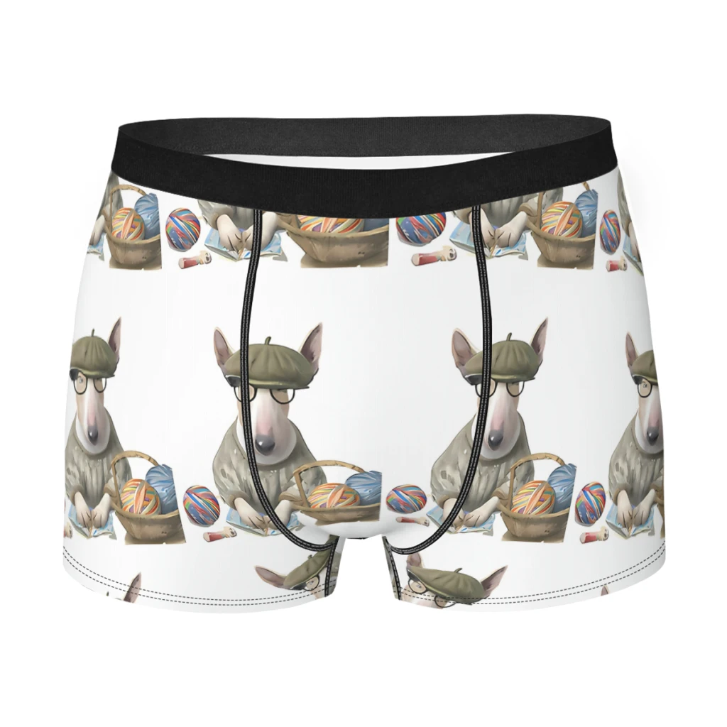 

Watercolor Men Boxer Briefs Underwear Bull Terrier Pet Dog Highly Breathable High Quality Sexy Shorts Gift Idea