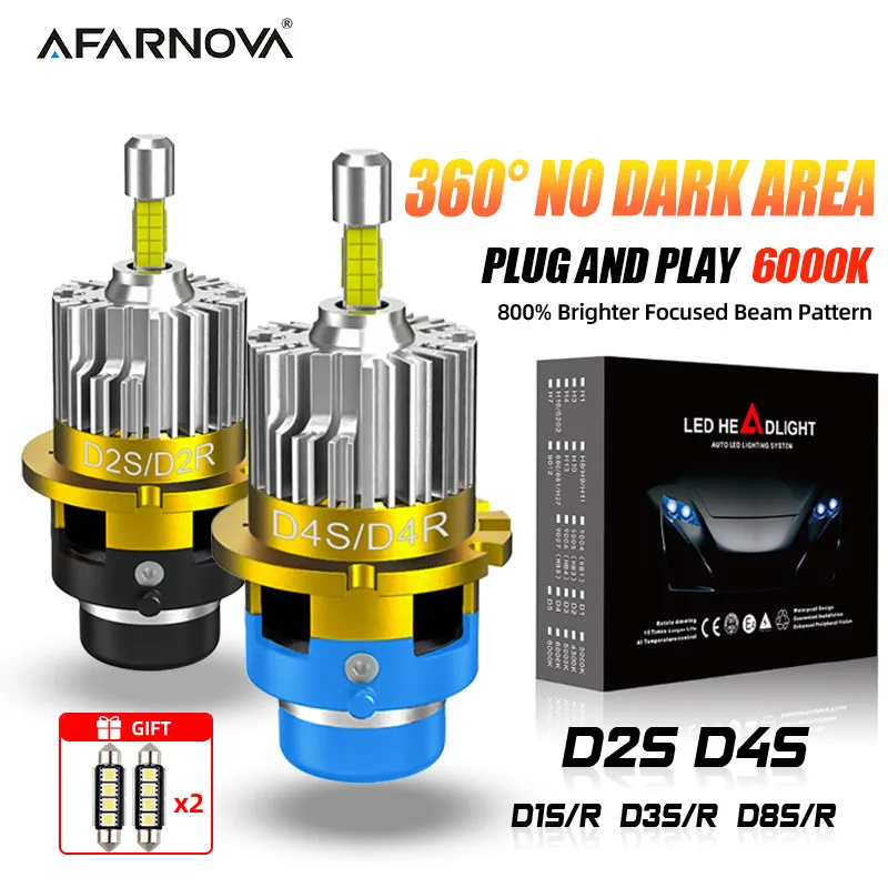 D лампа 360° ° свечение D2S LED D4S Фары Лампы CANBUS 1800W 2000000 LM D3S D1S D2R D4R Автомобильные
