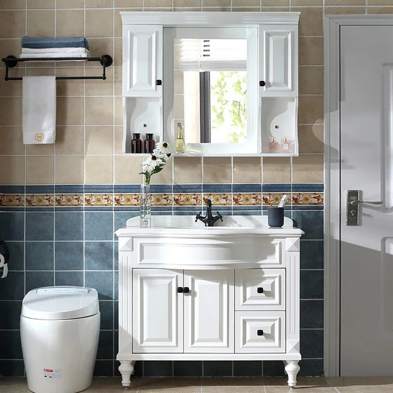 Мебель из массива дерева Jane Ou шкаф для ванной комнаты комбинированный дубовый от