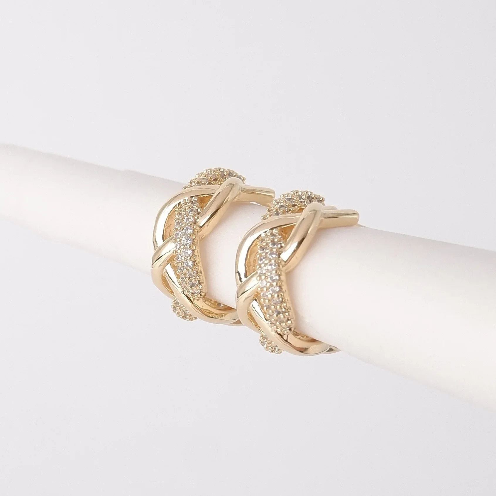 Женские Двухцветные плетеные серьги из серебра S925 пробы с геометрическим