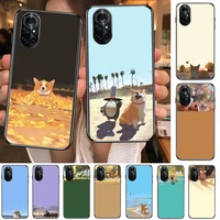 cute dog illustration phone case for huawei honor 20 10 9 8a 7 5t x pro lite 5g black straight edge soft shell