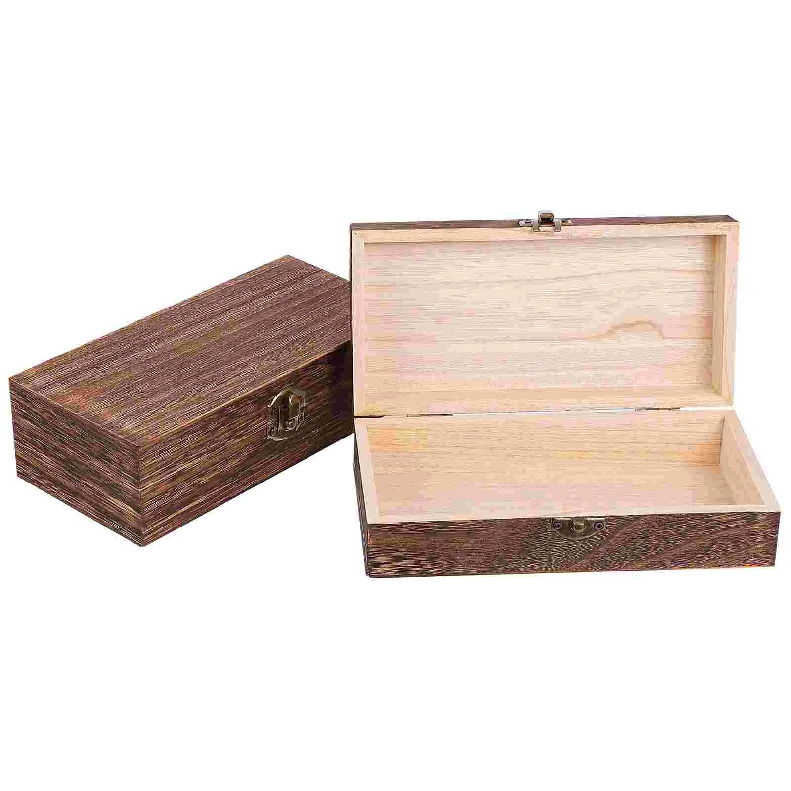 

1 Set 2Pcs Retro Wooden Gift Packing Boxes Creative Oblong Gift Storage Boxes