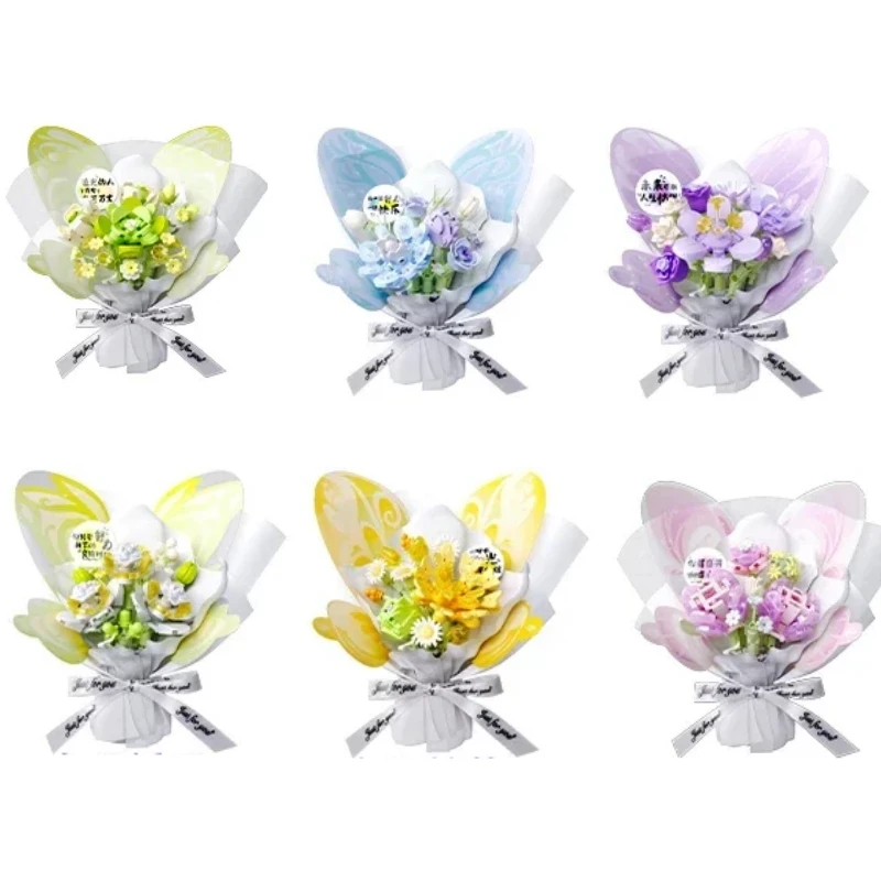 Бабочка Цветок Строительные Блоки Язык Вечный Букет Игрушечные Украшения