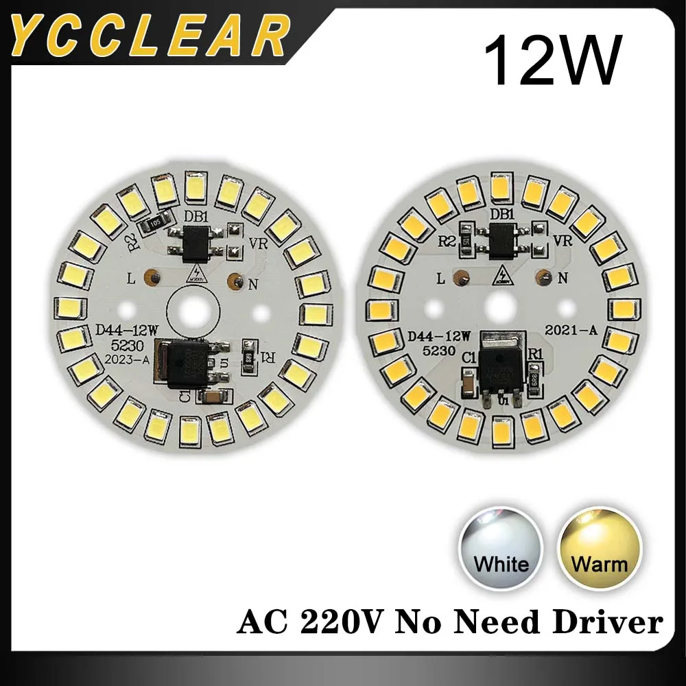 

10PCS LED Light Panel 15W White 6000K 3000K AC220V Dia 44mm SMD 2835 Smart IC Drive Light Bulb For DIY Downlight Ceiling Lamp