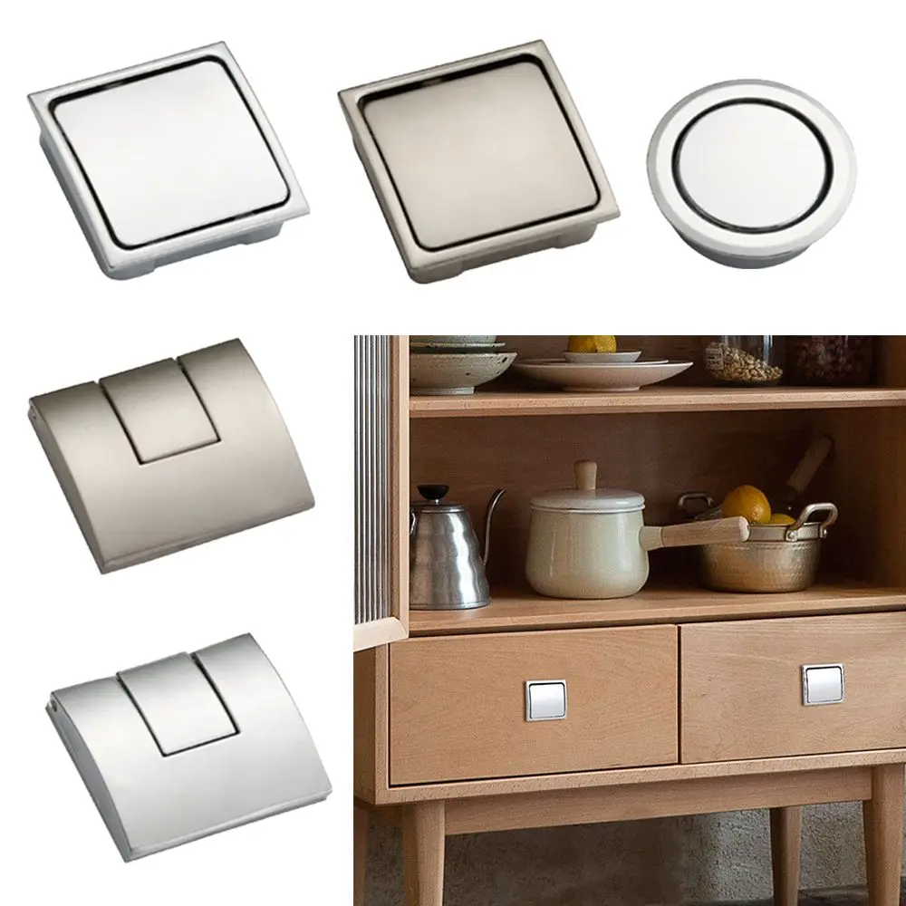

2PCS Home Kitchen Flip Furniture Hardware Zinc Alloy Drawer Pulls Hidden Door Knob Door Handle Cupboard Tatami