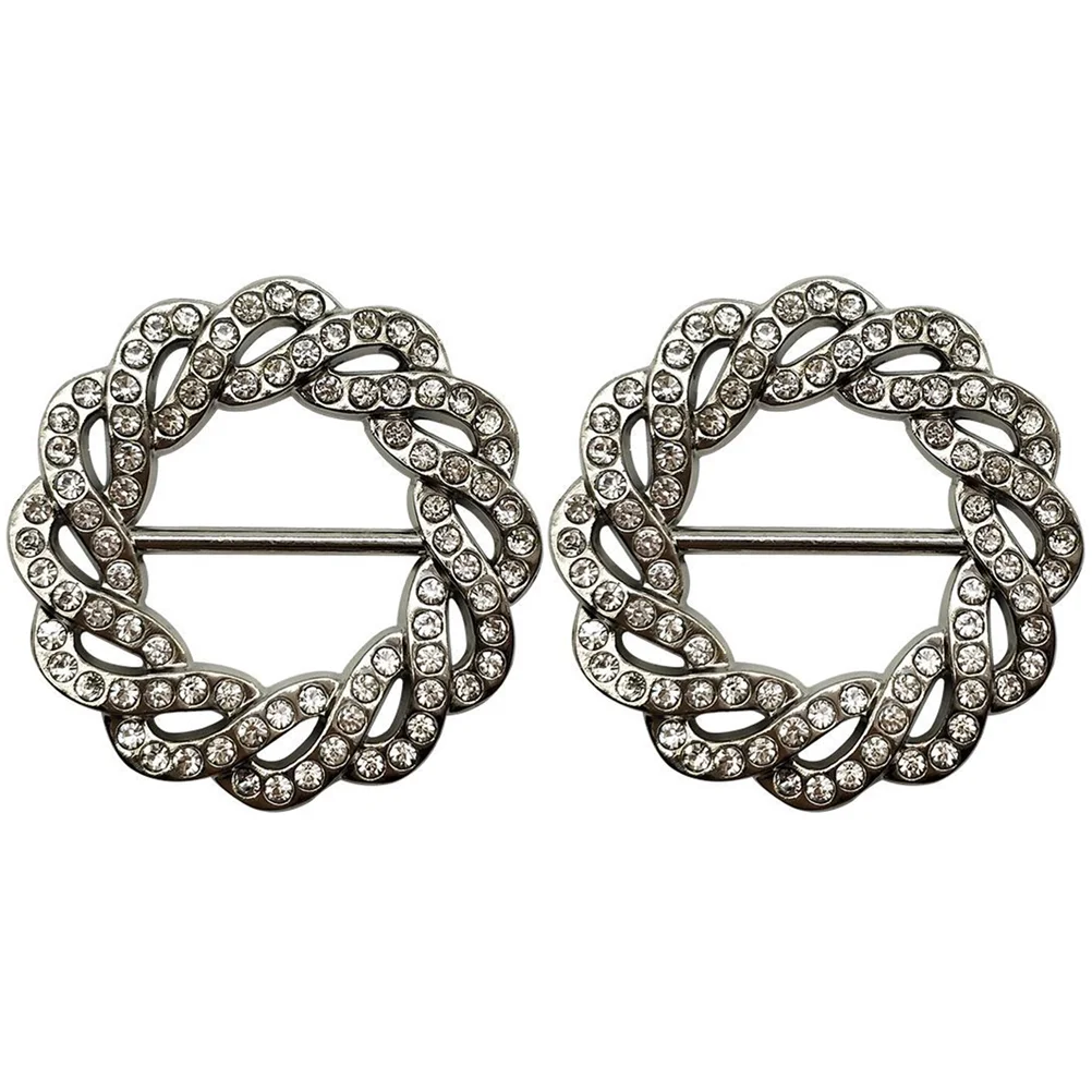 

2 Pcs Shawl Buckle Shawl Scarf Rhinestone Scarf Clip Ladies Scarf Anti-explosion Buckle Waist Buckle Scarf Holder Clip