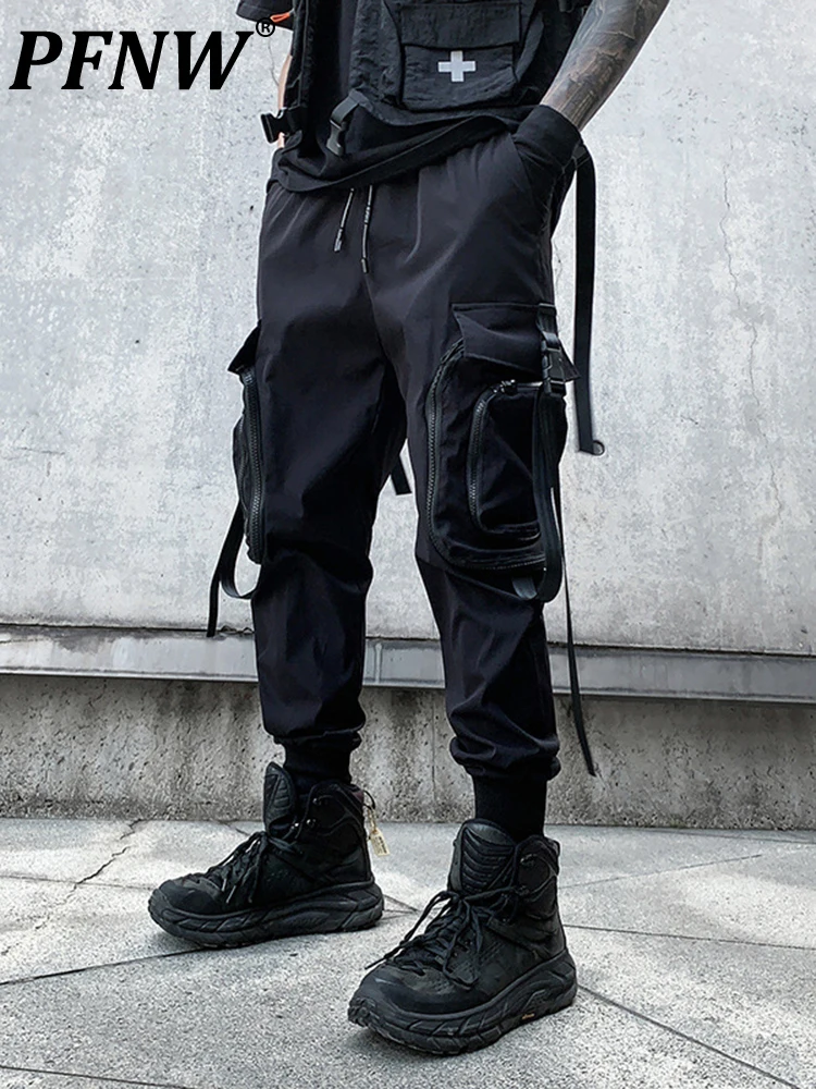 

PFNW Autumn And Summer New Fashion Casual Pants For Men Functional Safari Style Youth Leggings Tide Overalls Cargo Pants 12A3273