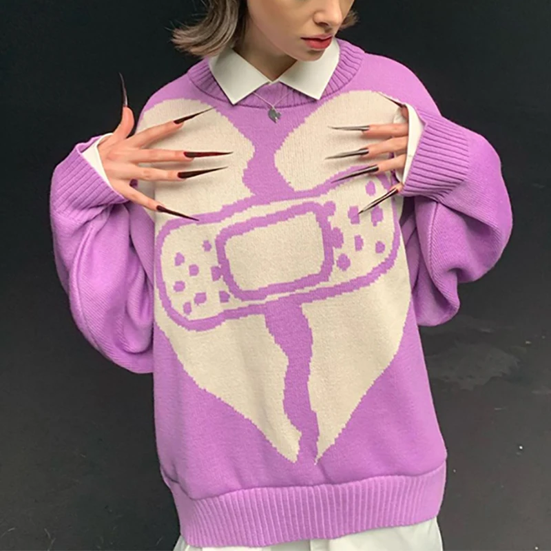 

Женское шерстяное платье нового фасона Qiu Dong, черно-белое свободное шерстяное трикотажное платье для отдыха с надписью Love To Bump,