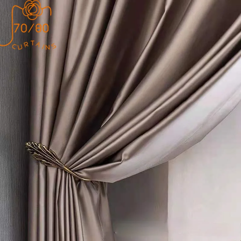 

Modern Light Luxury Curtains Texture Satin Gloss Imitation Silk High Precision Calm Atmosphere Living Room Curtain Customization