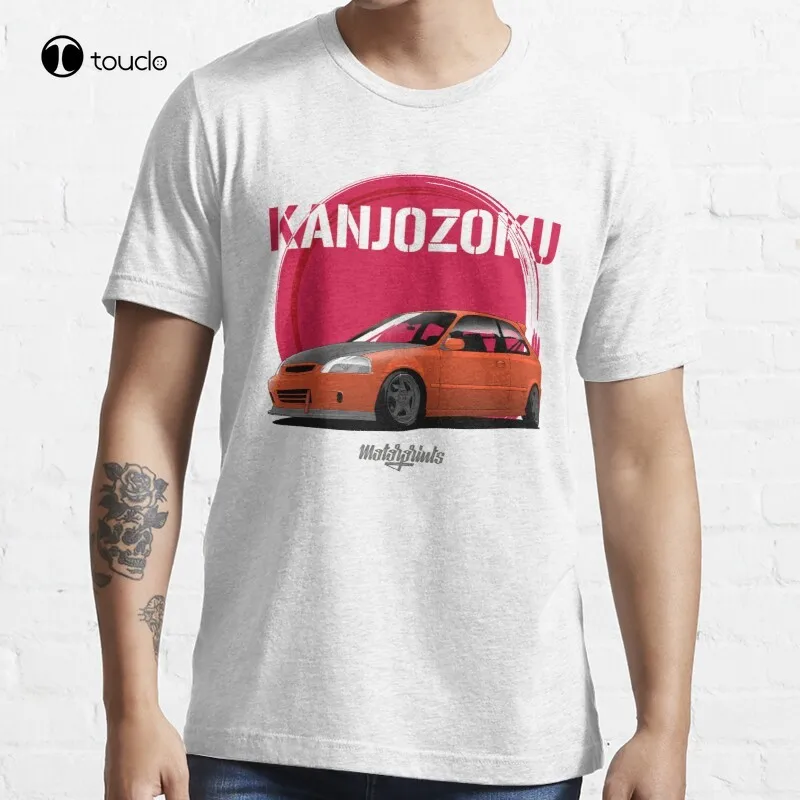 

Футболка Kanjozoku Civic (оранжевая) Ej Eg Senna, черная футболка из хлопка с рисунком ракеты Kouki, индивидуальная цифровая печать для подростков, унисекс