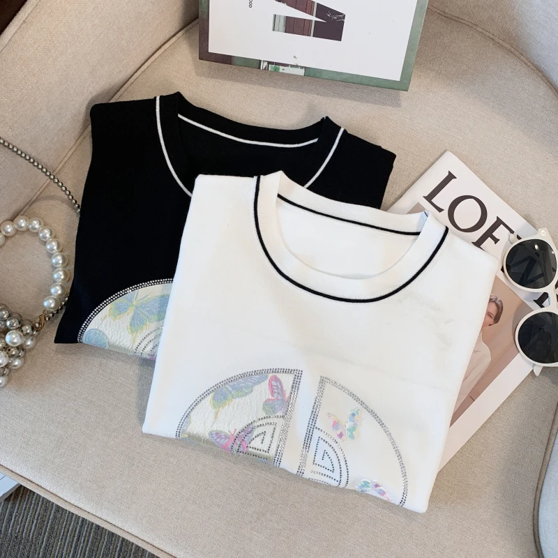 Женская футболка с коротким рукавом в полоску свободного покроя