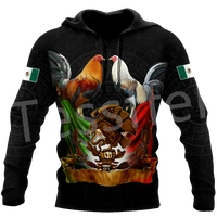 tessffel mexican rooster cook chicken animal tattoo tracksuit streetwear 3dprint menwomen harajuku casual funny zip hoodies t11
