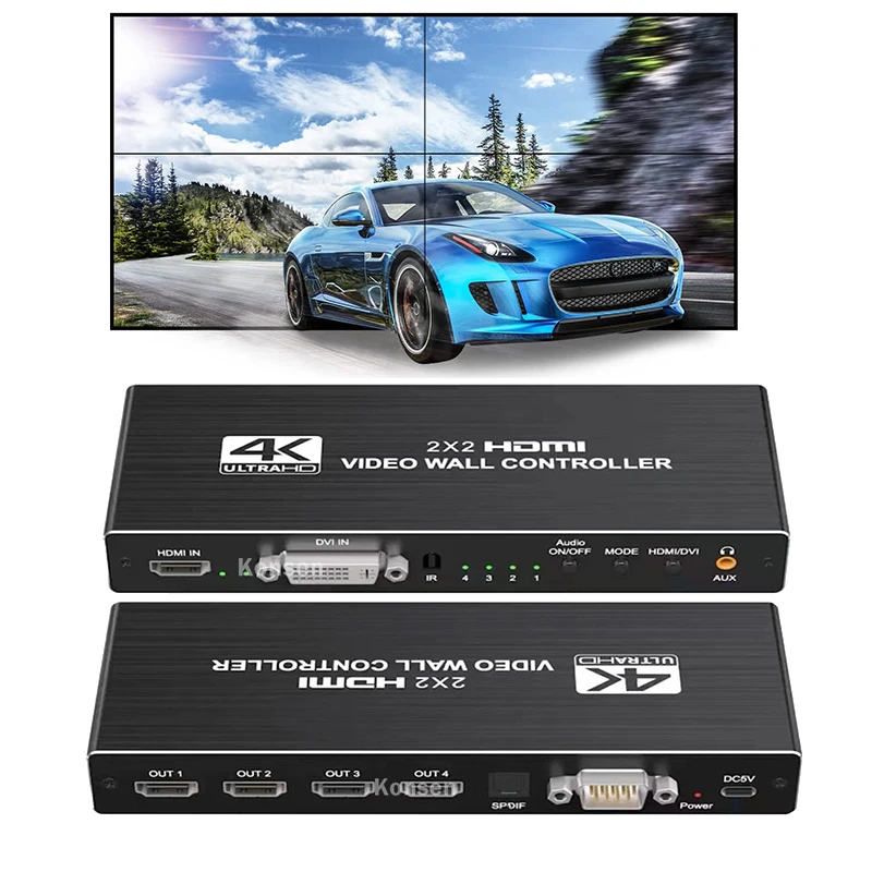 Настенный видеоконтроллер 2x2, процессор 1x2 1x3 1x4 2x1 3x1 4x1 4x1 4K DVI HDMI, настенный видеоконтроллер, ТВ, видеострочка, настенный процессор