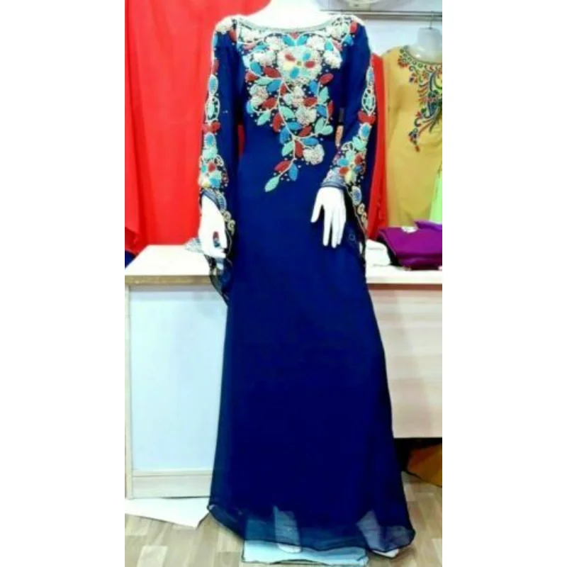 

Dubai Kaftan Eid Collection Caftan Gown Embellished Embroidered Long Dress