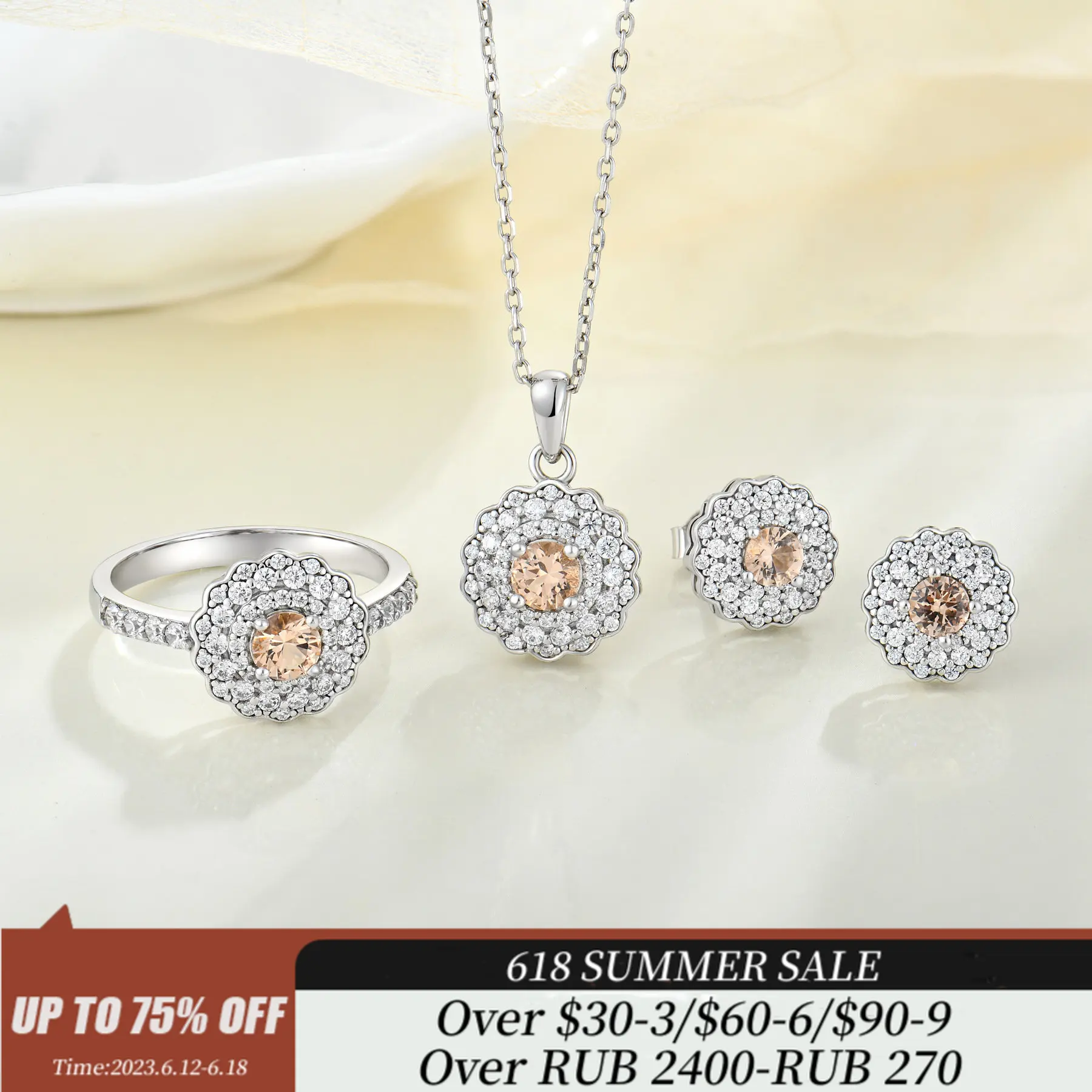 

Набор из трех предметов, ювелирные изделия в форме цветов, серебро пробы, серьги, кольца, ожерелья, персонализированные современные женские