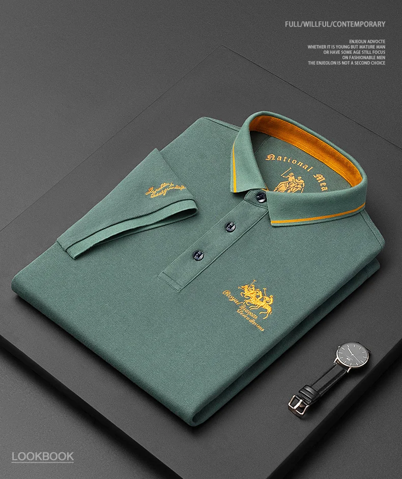 Brand Embroidered Cotton Polo Shirt Men's High-end Luxury Top 2023 Summer Casual Lapel Short Sleeve T-shirt Korean Fashion Men's