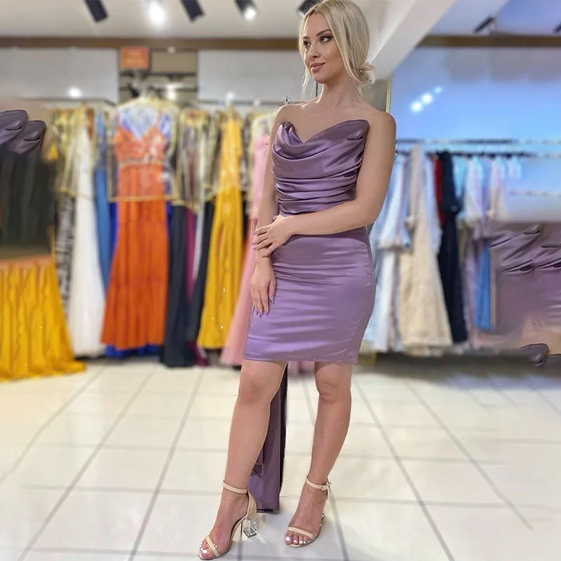 

Короткое светильник-Фиолетовое Плиссированное Платье-футляр/Cloum, платье для выпускного вечера, для выпускного вечера, для торжественных вечеринок, для взрослых, 2022, изготовление на заказ