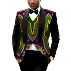 Брендовая одежда, африканская одежда, мужской блейзер с принтом, мужская куртка + жилет, модные облегающие костюмы, Дашики, Мужской Блейзер большого размера 6XL WYN176