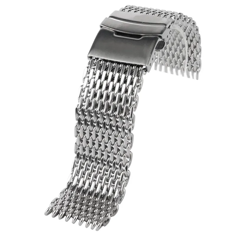 

18/20/22mm Watchband Luxury Cool Watches Mesh Stainless Steel Bracelet Silver Wristwatch Band Strap Replacement + 2 Spring Bars