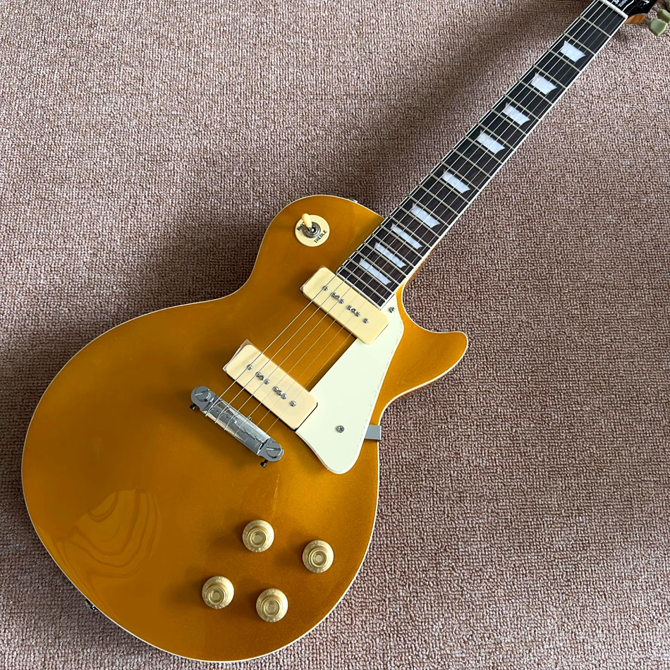 

Custom shop Gold Color Standard LP Electric Guitar, Solid Body ,Rosewood Fretboard,P90 Pickups Free delivery