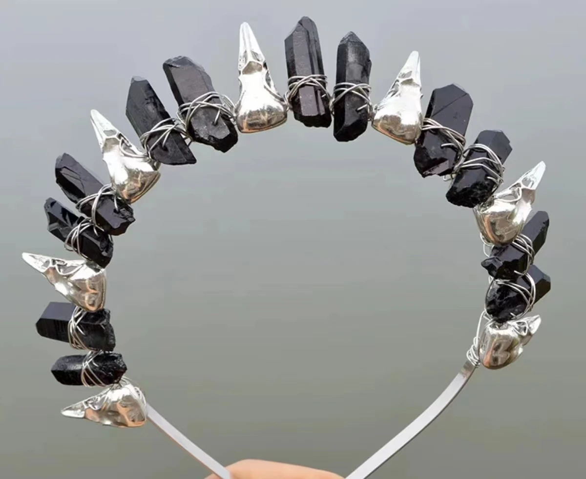 Хрустальная корона натуральные кварцевые тиары головные повязки с черепом и