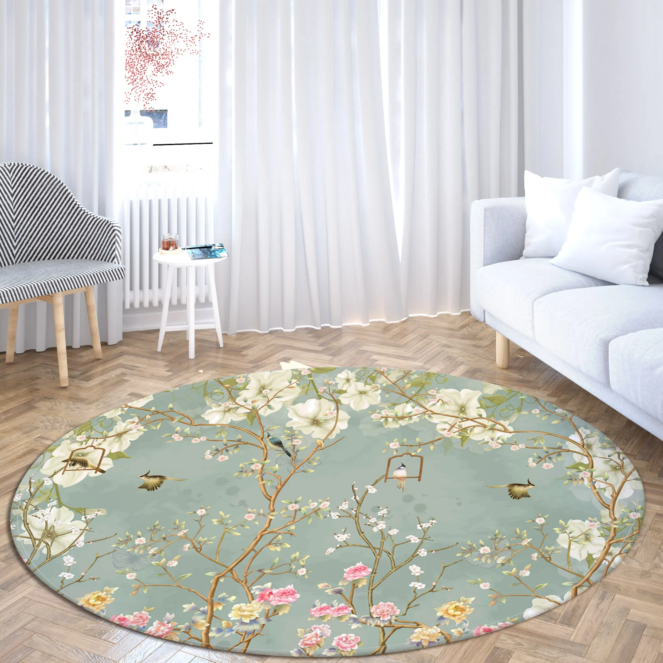 

Round Printed Rug Home Decor Sofa Coffee Table Anti-Slip Floor Mat Soft Home Living Room Floor Mat Bedroom Decor Rug