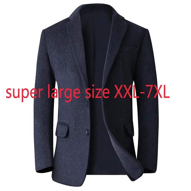 

New Arrival Fashion Super Large Mens Woolen Coat Men Winter Suit Collar Casual Single Breasted Thick Plus Size 2XL-4XL5XL6XL7XL