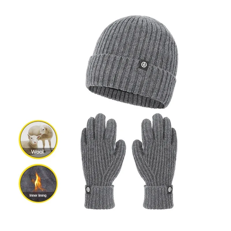 Шерстяная Шапка и перчатки в комплекте мужские зимние двухслойные вязаные шапки