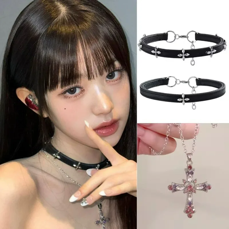 Женское ожерелье с крестом в стиле панк Y2K